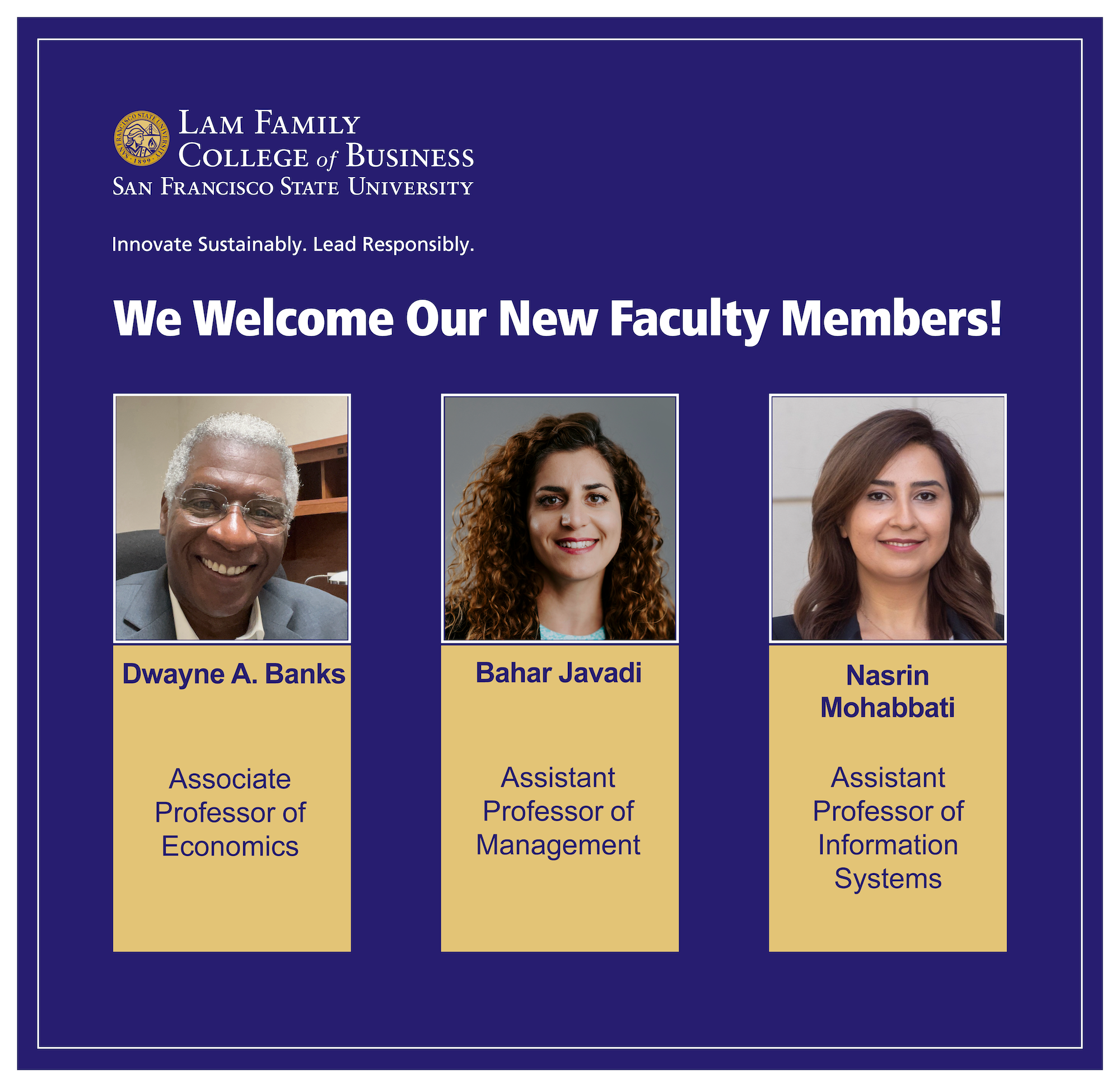 New Faculty Join the Lam Family College of Business in Fall 2023 Lam